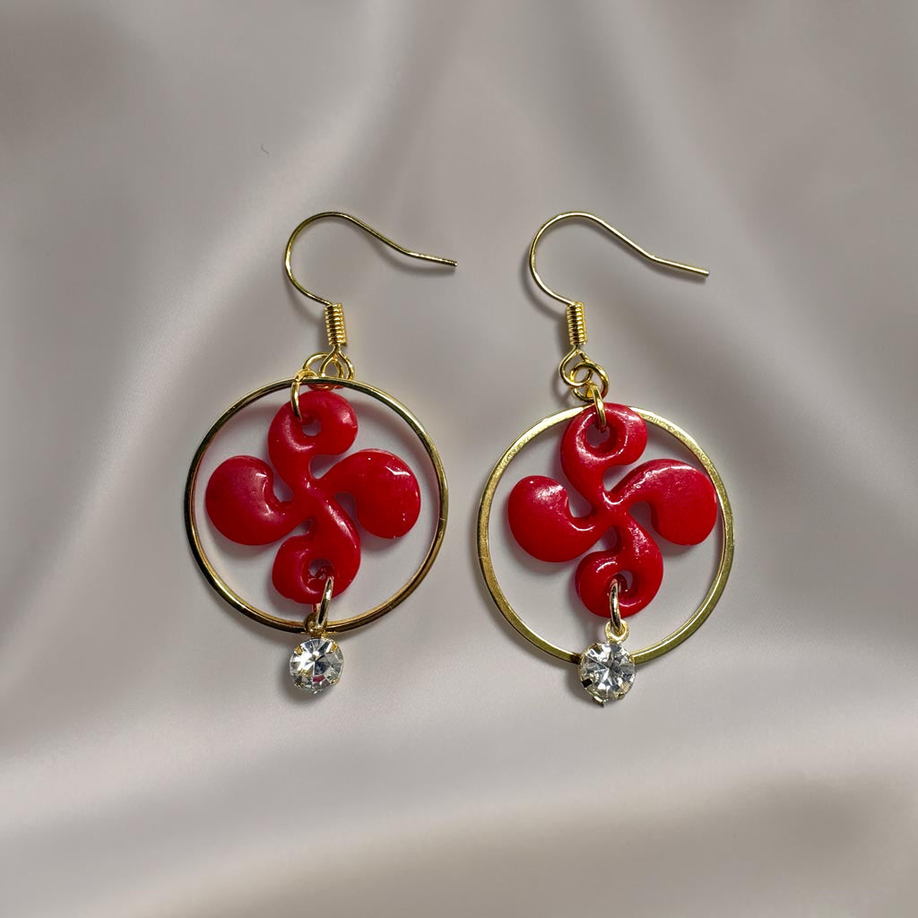 Boucles d'oreilles Croix Basque - Rouge