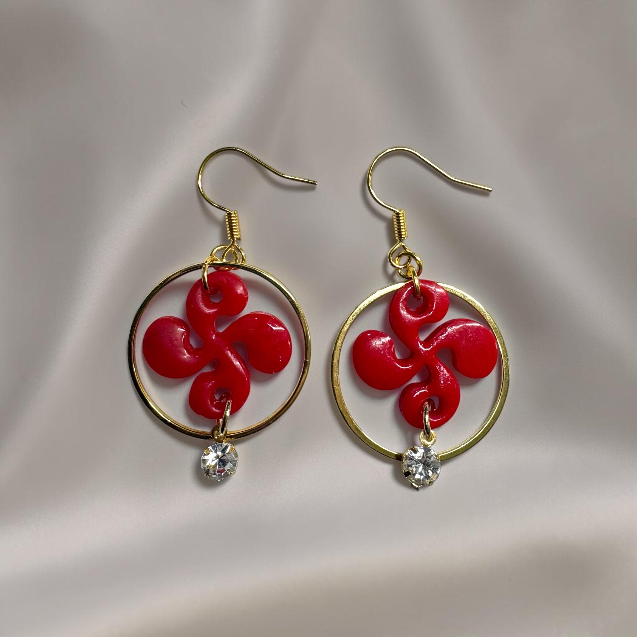 Boucles d'oreilles Croix Basque - Rouge