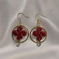 Boucles d'oreilles Croix Basque - Rouge pailleté