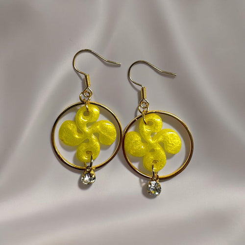 Boucles d'oreilles Croix Basque - Jaune