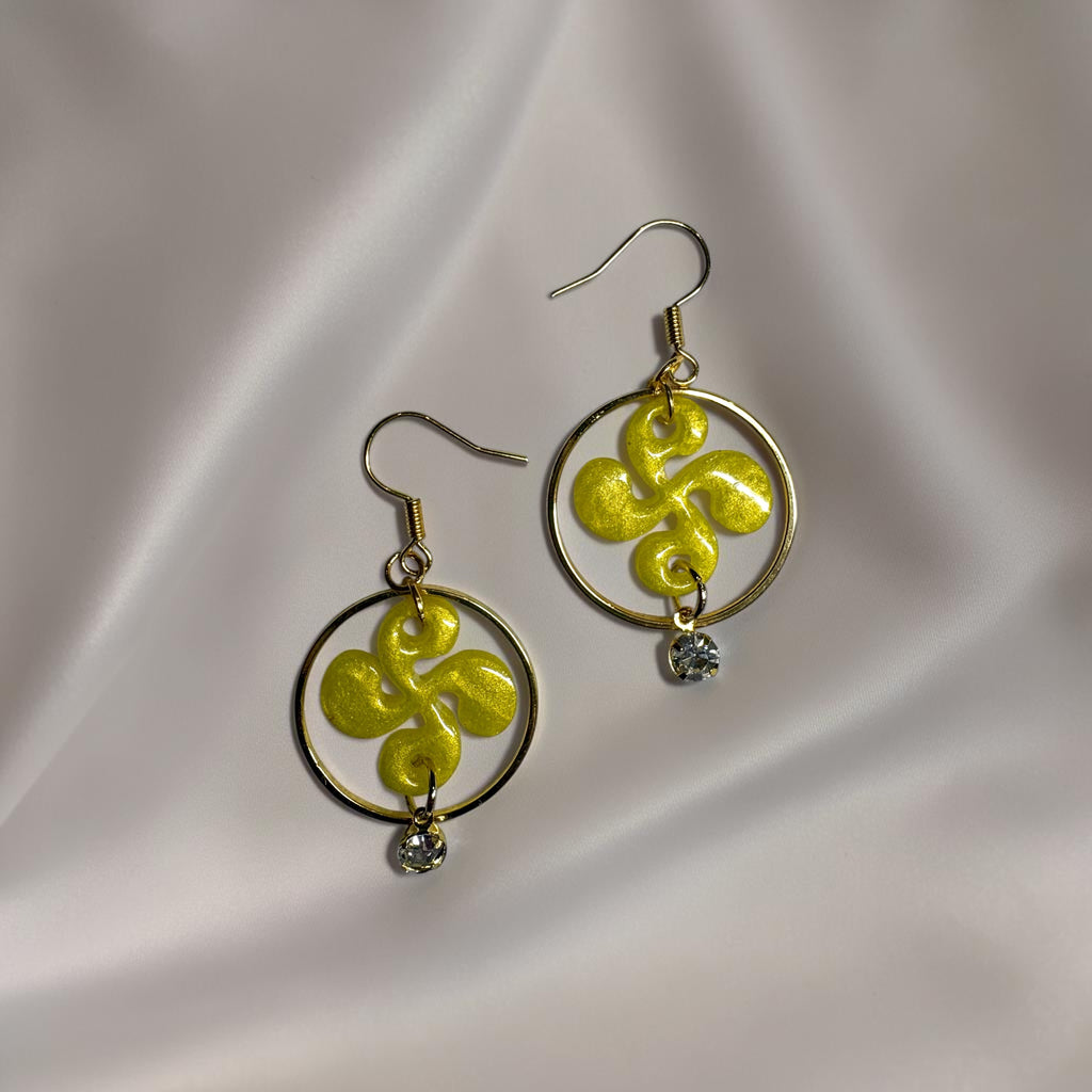 Boucles d'oreilles Croix Basque - Jaune