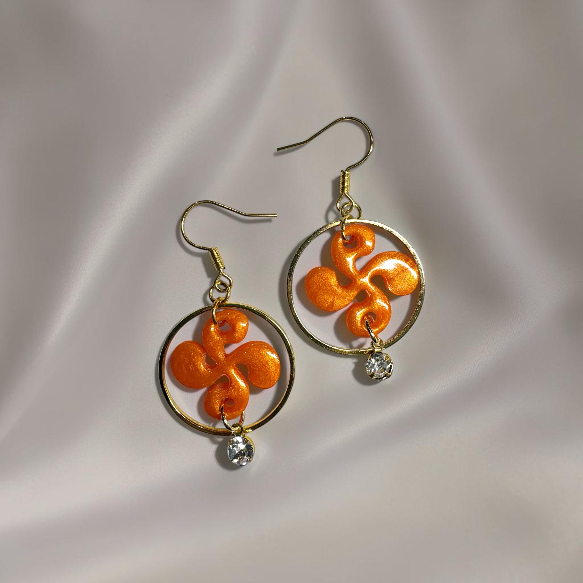 Boucles d'oreilles Croix Basque - Orange