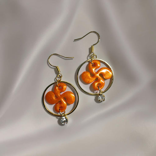 Boucles d'oreilles Croix Basque - Orange