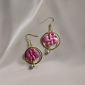 Boucles d'oreilles Croix Basque - rose Nacré