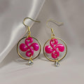 Boucles d'oreilles Croix Basque - Rose Fuchsia Nacré