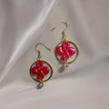 Boucles d'oreilles Croix Basque - Rose Framboise Nacré
