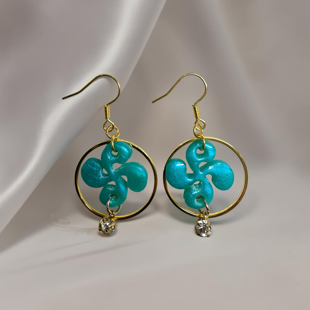 Boucles d'oreilles Croix Basque - Bleu Turquoise
