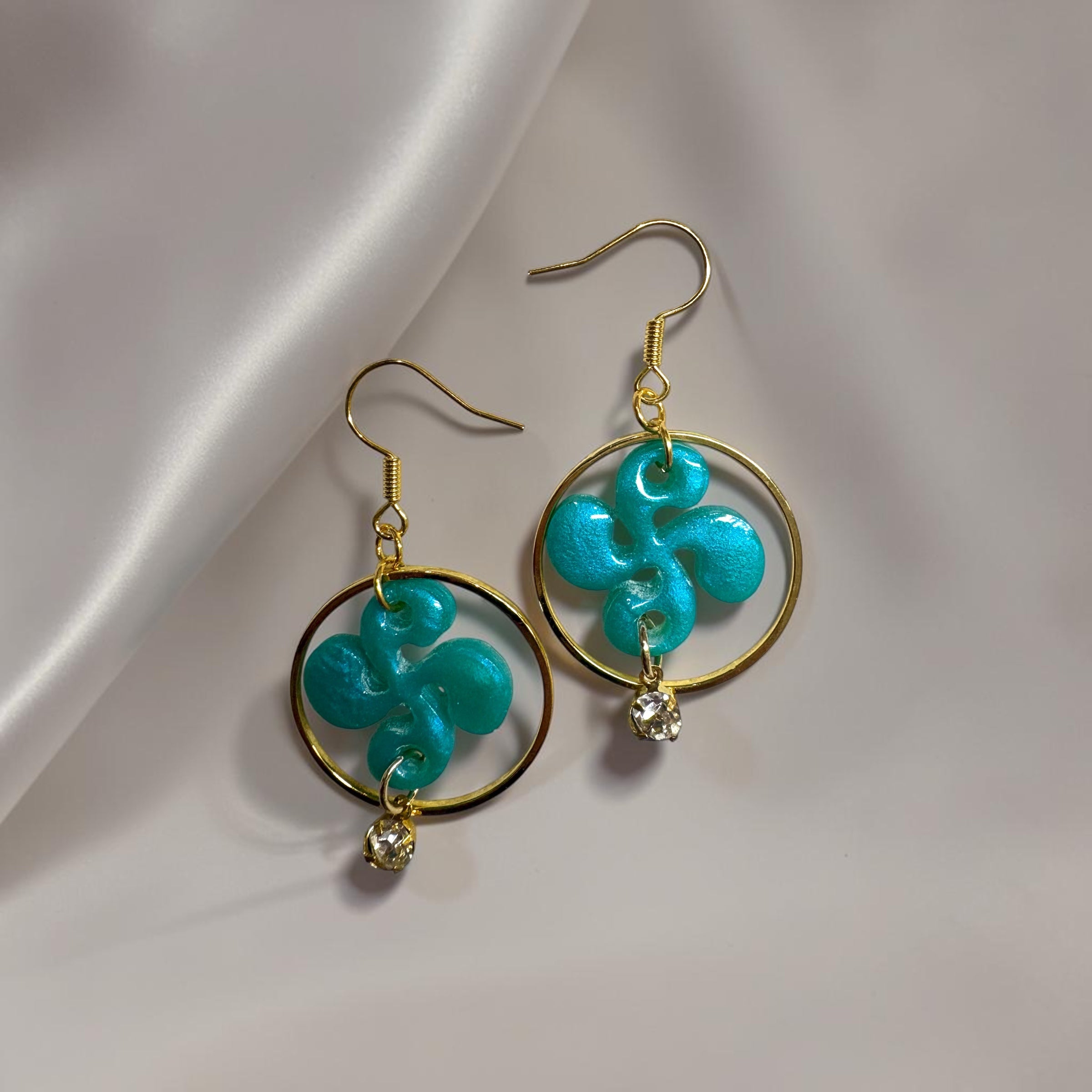Boucles d'oreilles Croix Basque - Bleu Turquoise