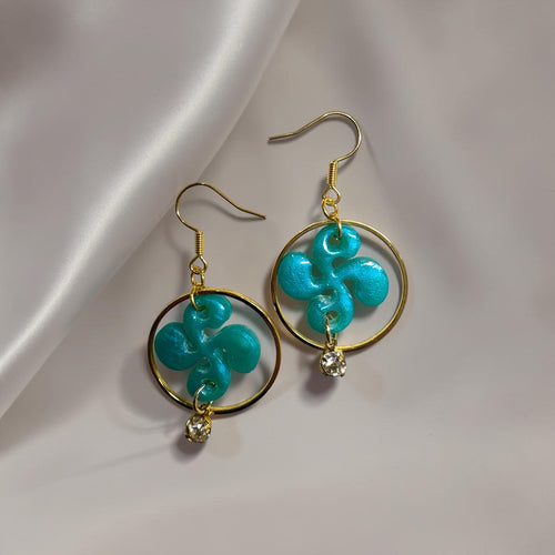 Boucles d'oreilles Croix Basque - Bleu Turquoise